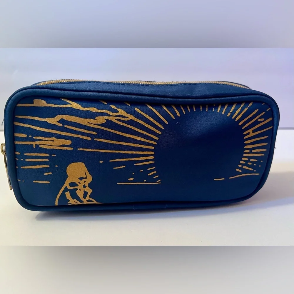 Agnes b x Cathay Pacific inflight amenity pouch bag blue gold airline canvas - Picture 1 of 6